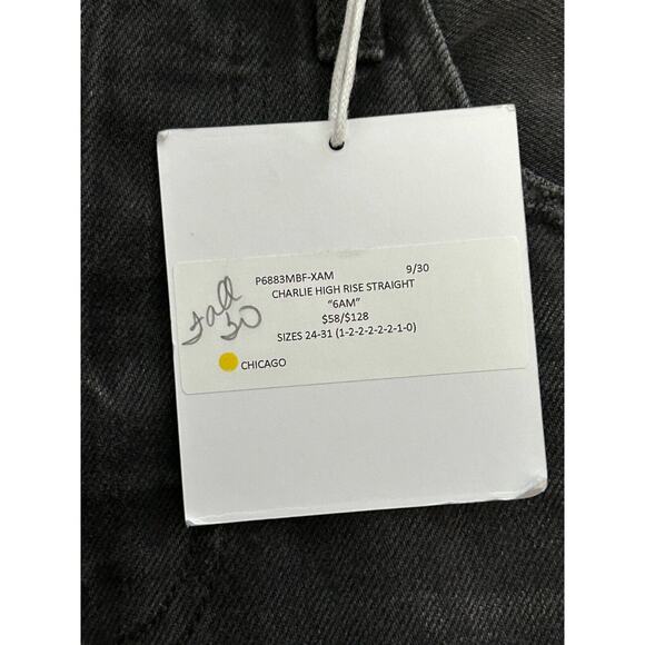 PISTOLA Jeans Women's Size 26 Black Denim Raw Hem Charlie High Rise Straight - Picture 6 of 10